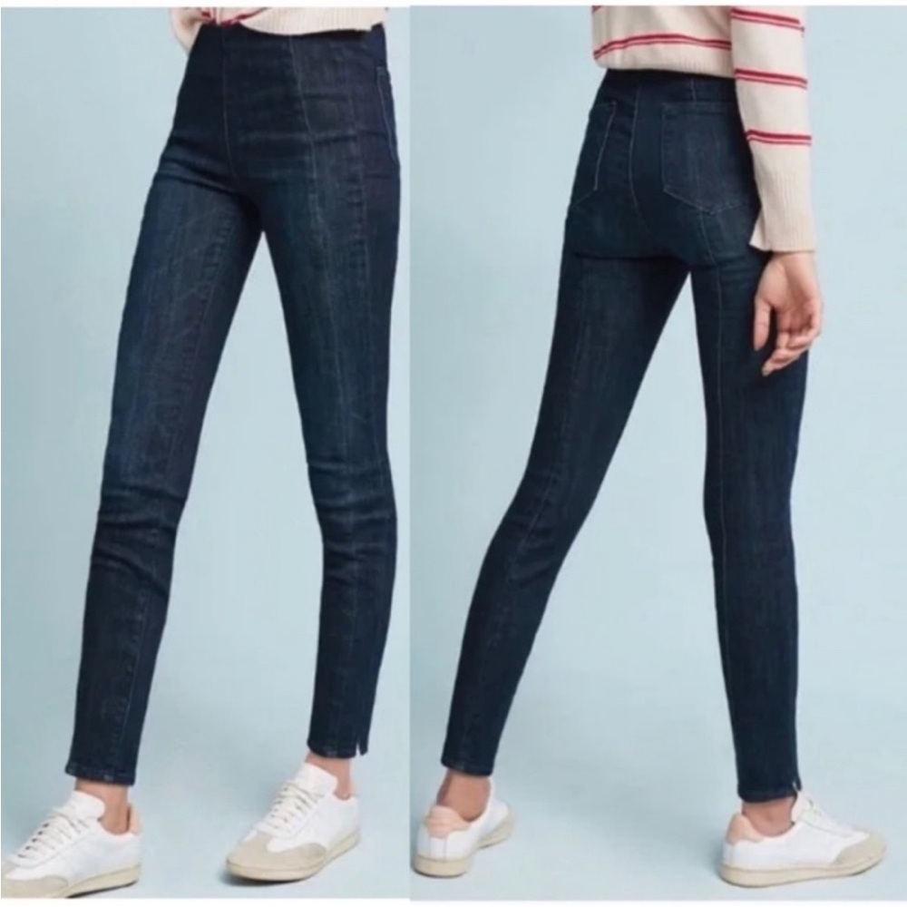 Pilcro & Letterpress Anthropologie High Rise SEAM Pull On Legging Dark Wash 25